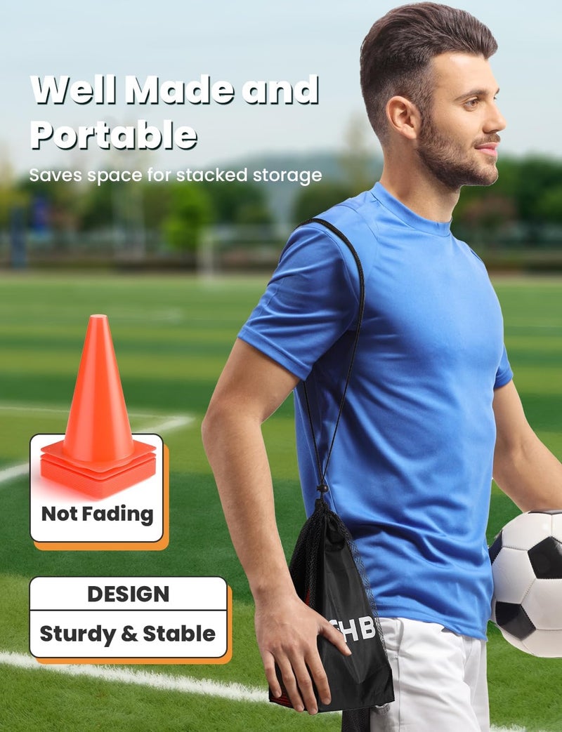 GHB Soccer Cones 7" 9" of 12 24 Pack Disc Soccer Sport Cones Training Field Marker Agility Cones for Basketball, Coaching, Practice Equipment Includes Drills Guide - Image 4